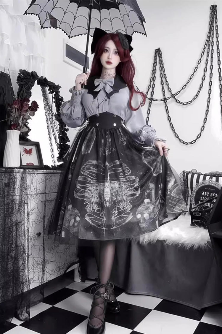 Gothic Lolita Skirt - Print Halloween, Black, Printed, Classic Style, Punk Style - additional product view 3