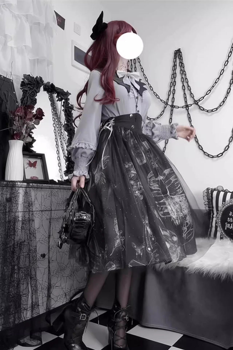 Gothic Lolita Skirt - Print Halloween, Black, Printed, Classic Style, Punk Style - additional product view 5