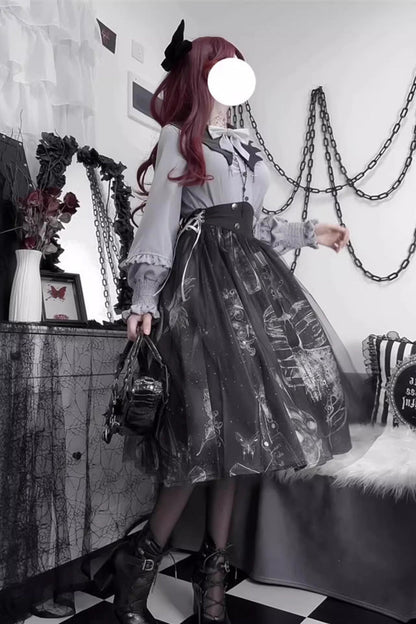 Gothic Lolita Skirt - Print Halloween, Black, Printed, Classic Style, Punk Style - additional product view 5