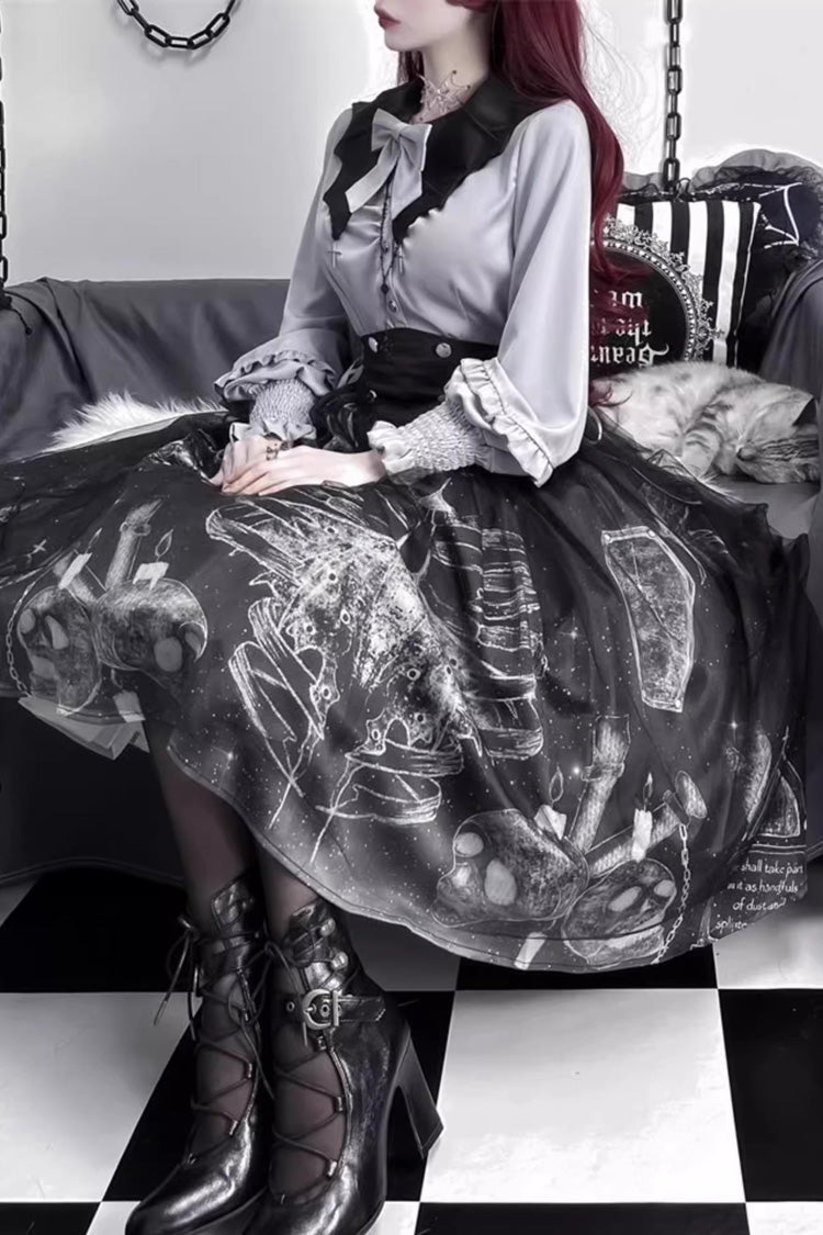 Gothic Lolita Skirt - Print Halloween, Black, Printed, Classic Style, Punk Style - additional product view 6