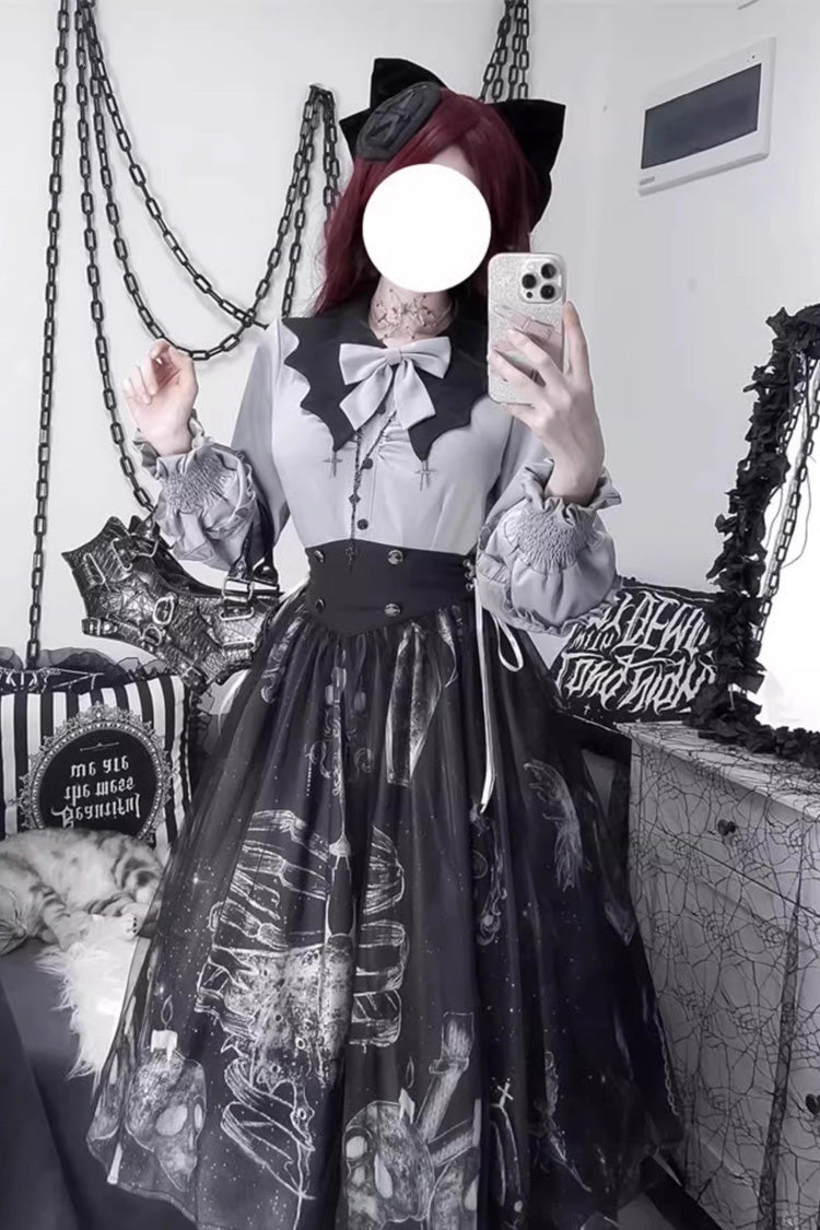 Gothic Lolita Skirt - Print Halloween, Black, Printed, Classic Style, Punk Style - additional product view 8
