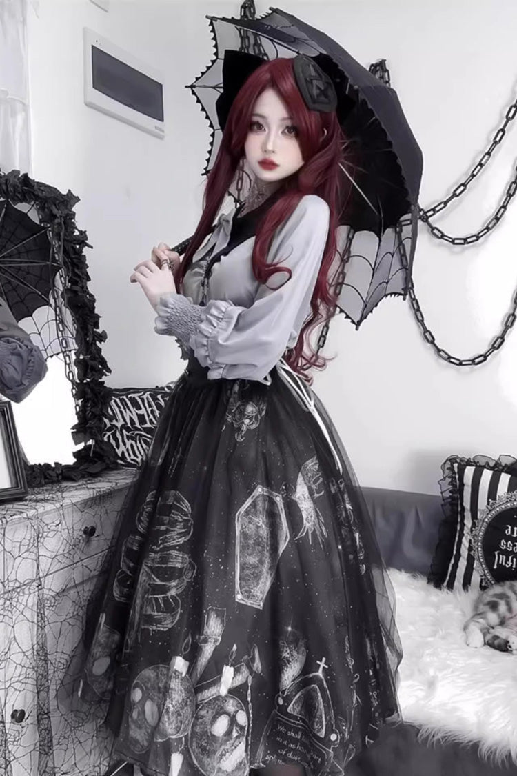 Gothic Lolita Skirt - Print Halloween, Black, Printed, Classic Style, Punk Style - additional product view 9