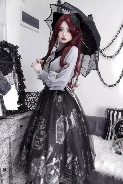 Gothic Lolita Skirt - Print Halloween, Black, Printed, Classic Style, Punk Style - additional product view 9