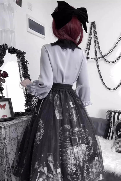 Gothic Lolita Skirt - Print Halloween, Black, Printed, Classic Style, Punk Style - additional product view 10