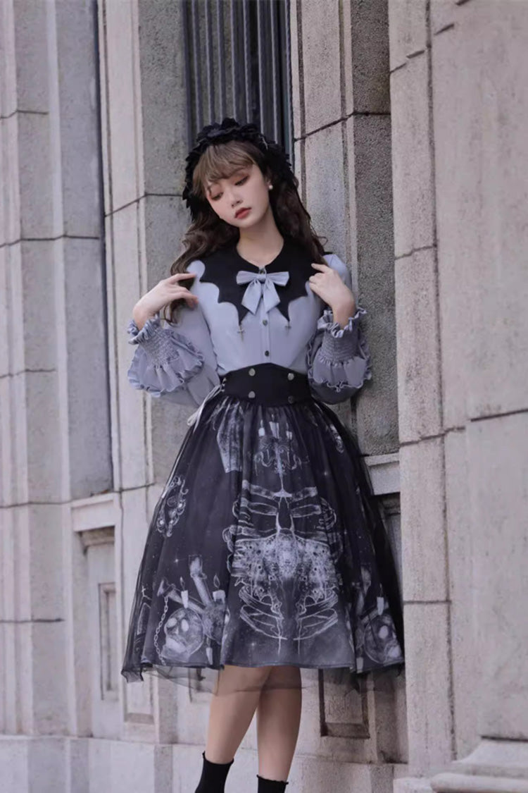 Gothic Lolita Skirt - Print Halloween, Black, Printed, Classic Style, Punk Style - additional product view 11