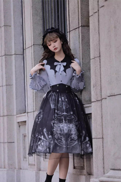Gothic Lolita Skirt - Print Halloween, Black, Printed, Classic Style, Punk Style - additional product view 11