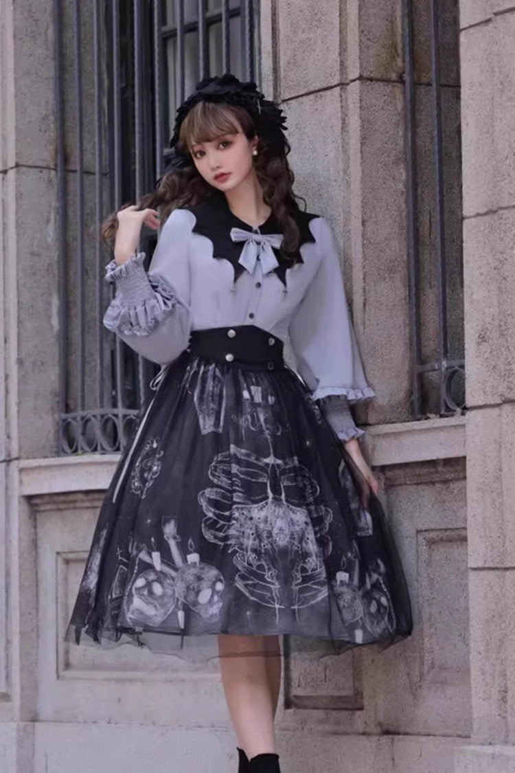 Gothic Lolita Skirt - Print Halloween, Black, Printed, Classic Style, Punk Style - additional product view 12