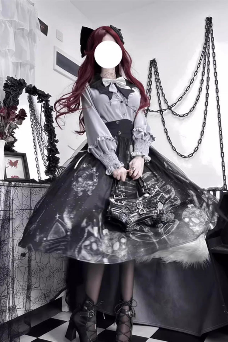 Gothic Lolita Skirt - Print Halloween, Black, Printed, Classic Style, Punk Style - main product image