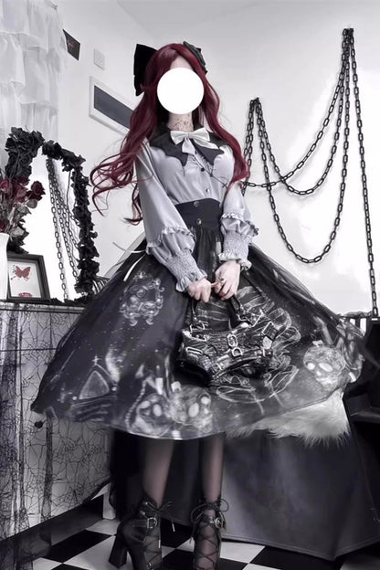 Gothic Lolita Skirt - Print Halloween, Black, Printed, Classic Style, Punk Style - main product image