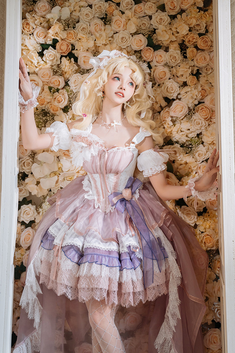 Gothic Lolita Skirt - Rose Memoirs, 2 Colors, Lace Trim, Layered, Sweet Style - additional product view 2