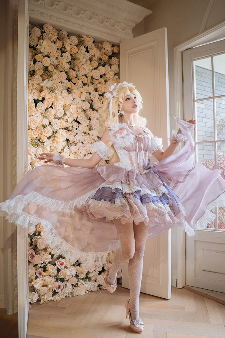 Gothic Lolita Skirt - Rose Memoirs, 2 Colors, Lace Trim, Layered, Sweet Style - additional product view 7
