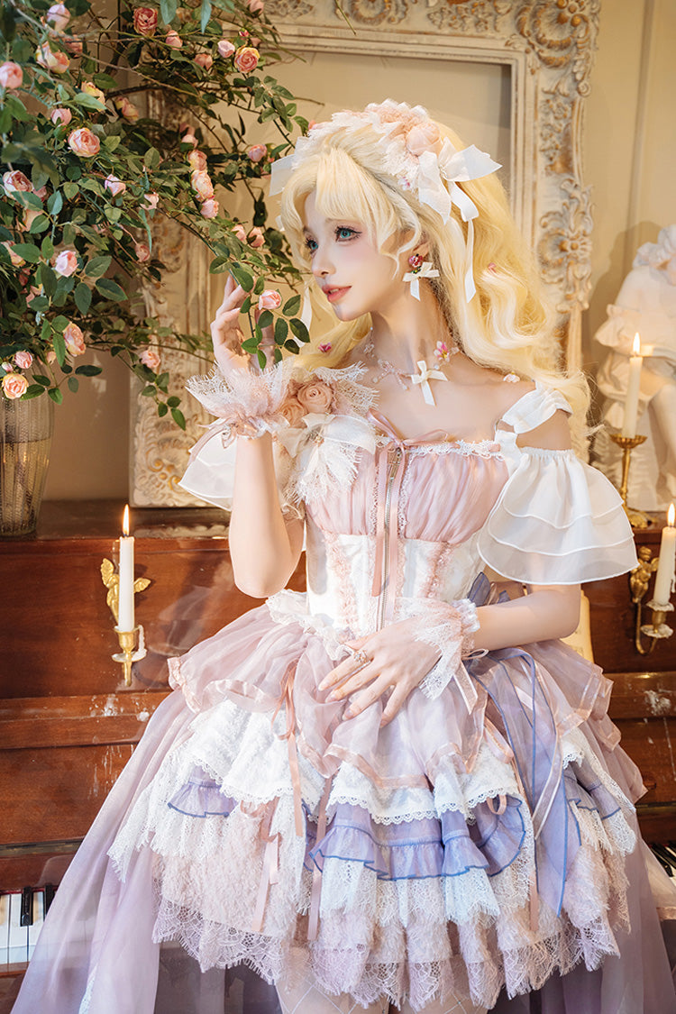 Gothic Lolita Skirt - Rose Memoirs, 2 Colors, Lace Trim, Layered, Sweet Style - additional product view 10