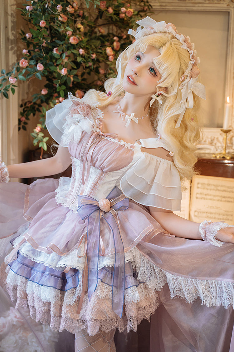 Gothic Lolita Skirt - Rose Memoirs, 2 Colors, Lace Trim, Layered, Sweet Style - additional product view 11