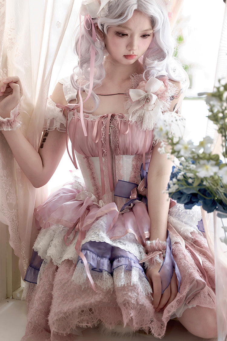 Gothic Lolita Skirt - Rose Memoirs, 2 Colors, Lace Trim, Layered, Sweet Style - additional product view 12