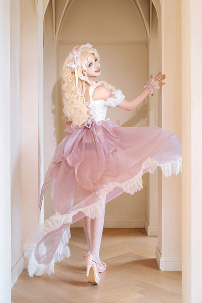 Gothic Lolita Skirt - Rose Memoirs, 2 Colors, Lace Trim, Layered, Sweet Style - additional product view 14