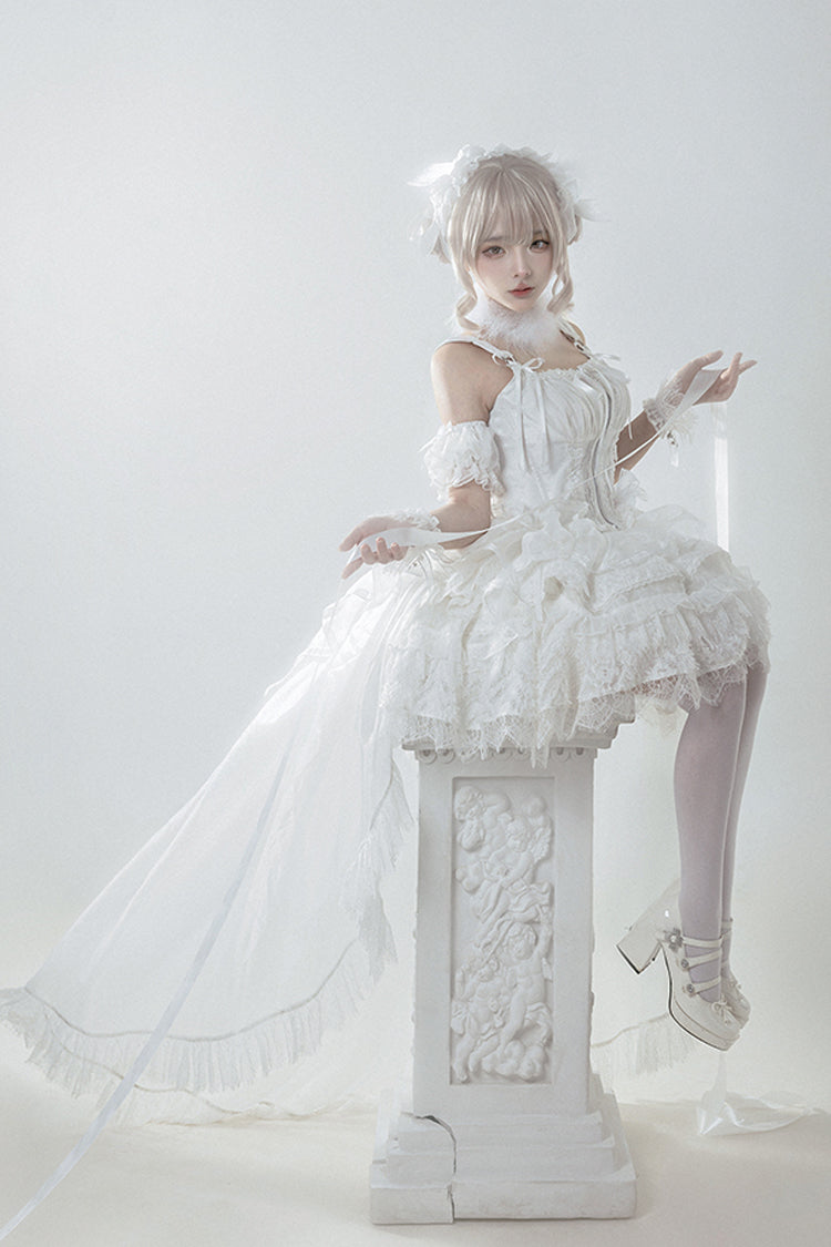 Gothic Lolita Skirt - Rose Memoirs, White, Sweet Style, Bow Detail, Lace Trim - additional product view 2
