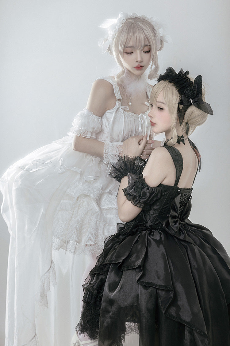 Gothic Lolita Skirt - Rose Memoirs, White, Sweet Style, Bow Detail, Lace Trim - additional product view 3