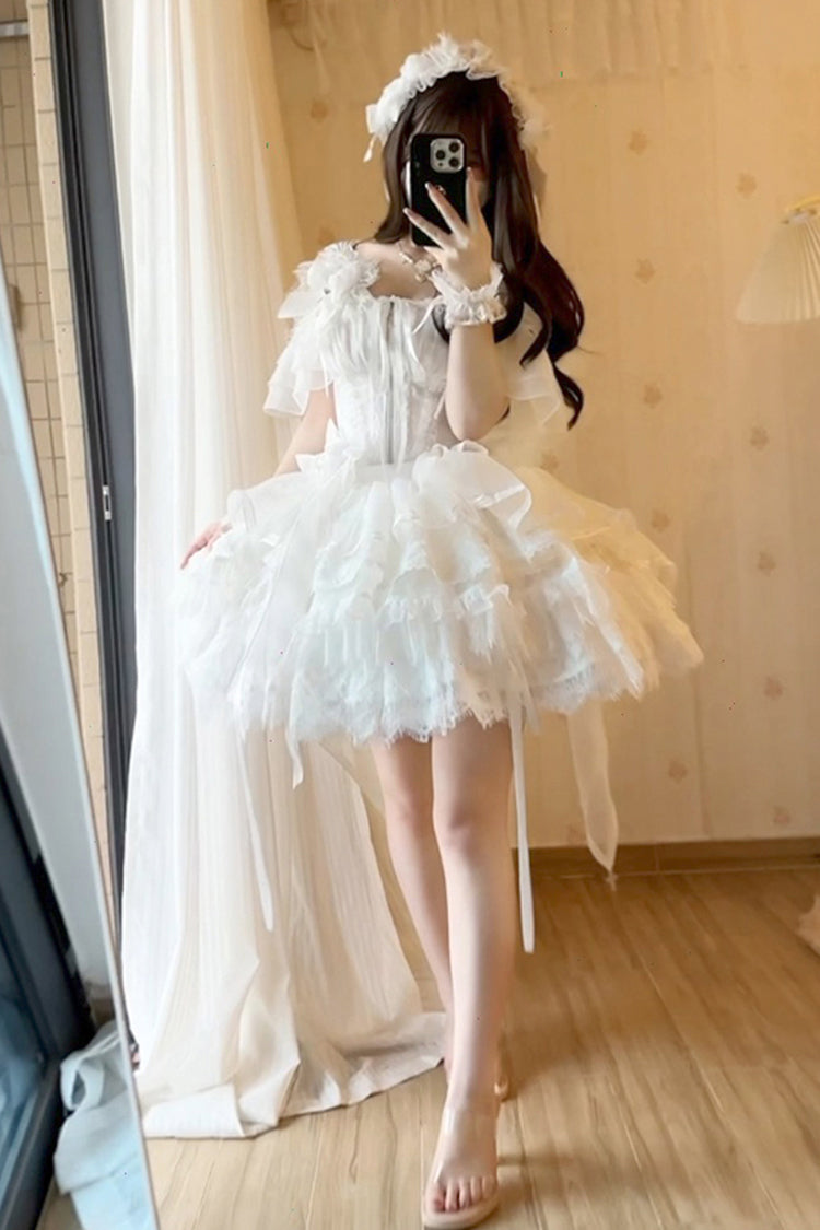 Gothic Lolita Skirt - Rose Memoirs, White, Sweet Style, Bow Detail, Lace Trim - additional product view 5