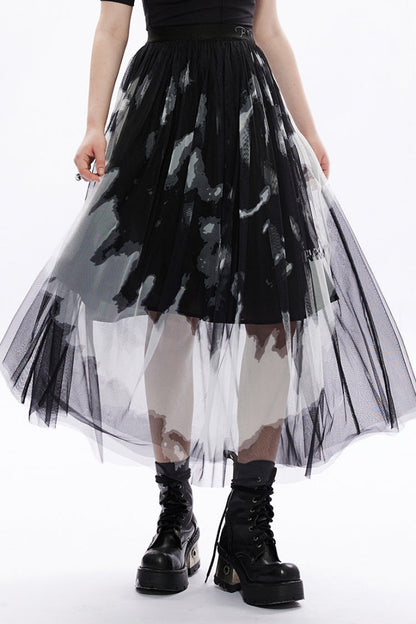 Gothic Lolita Skirt - Rose Print, 2 Colors, Women's Style, Embroidered, Lace Trim - additional product view 10