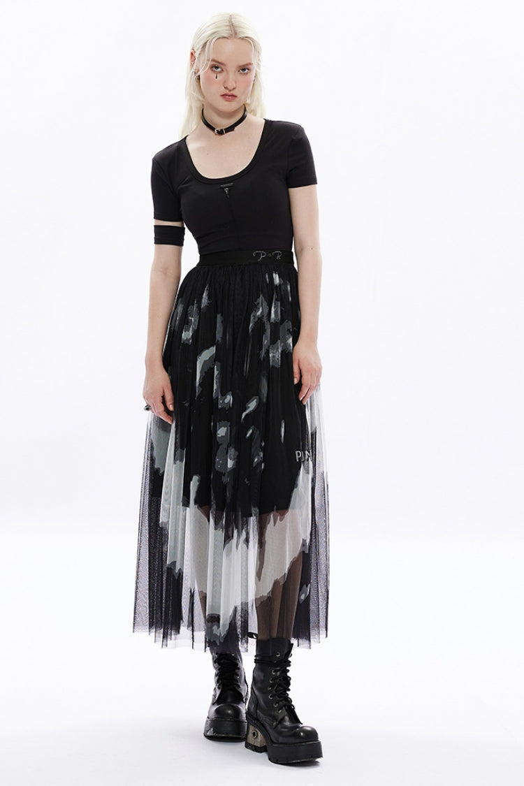 Gothic Lolita Skirt - Rose Print, 2 Colors, Women's Style, Embroidered, Lace Trim - additional product view 12
