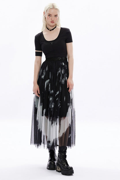 Gothic Lolita Skirt - Rose Print, 2 Colors, Women's Style, Embroidered, Lace Trim - additional product view 12