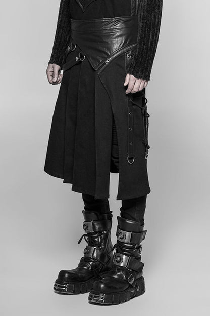 Gothic Lolita Skirt - Ruffle Irregular Vintage Kilt, Black, Men's Style, Punk Style - additional product view 2