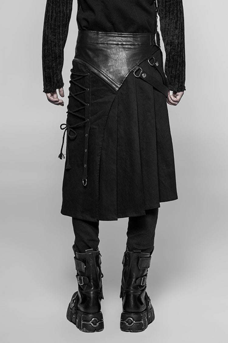 Gothic Lolita Skirt - Ruffle Irregular Vintage Kilt, Black, Men's Style, Punk Style - additional product view 3