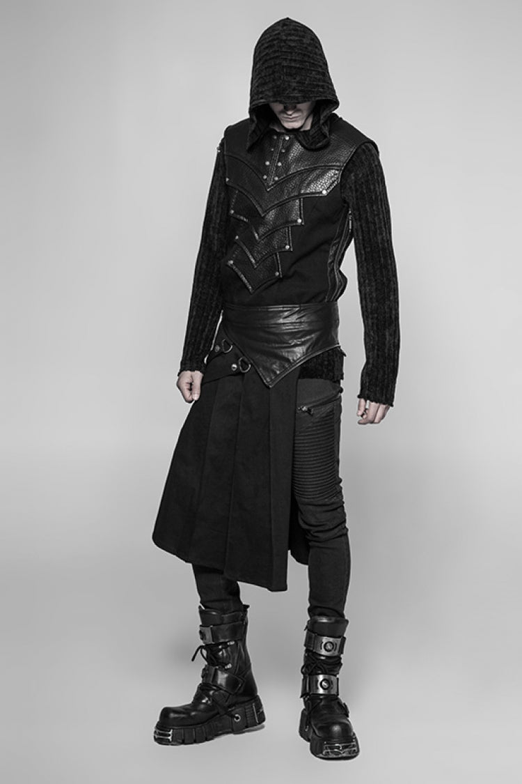 Gothic Lolita Skirt - Ruffle Irregular Vintage Kilt, Black, Men's Style, Punk Style - additional product view 4