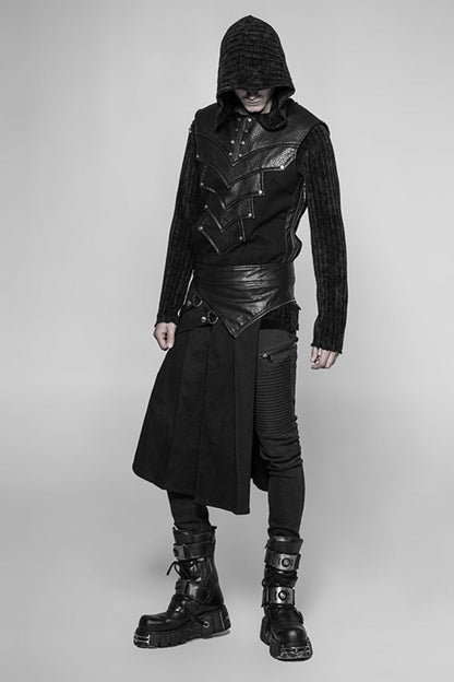 Gothic Lolita Skirt - Ruffle Irregular Vintage Kilt, Black, Men's Style, Punk Style - additional product view 4