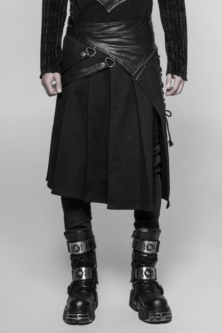 Gothic Lolita Skirt - Ruffle Irregular Vintage Kilt, Black, Men's Style, Punk Style - main product image