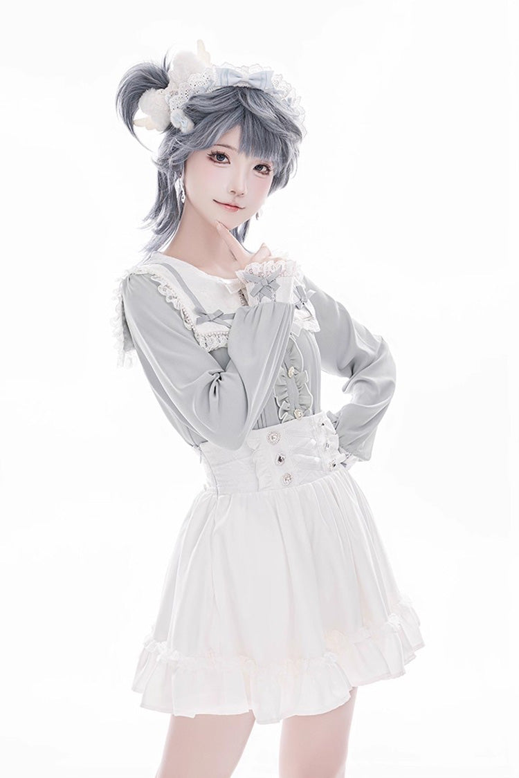 Gothic Lolita Skirt - Ruffle Lace Lace-up Japanese, 4 Colors, Ruffled, Sweet Style - S White / M White / L White option