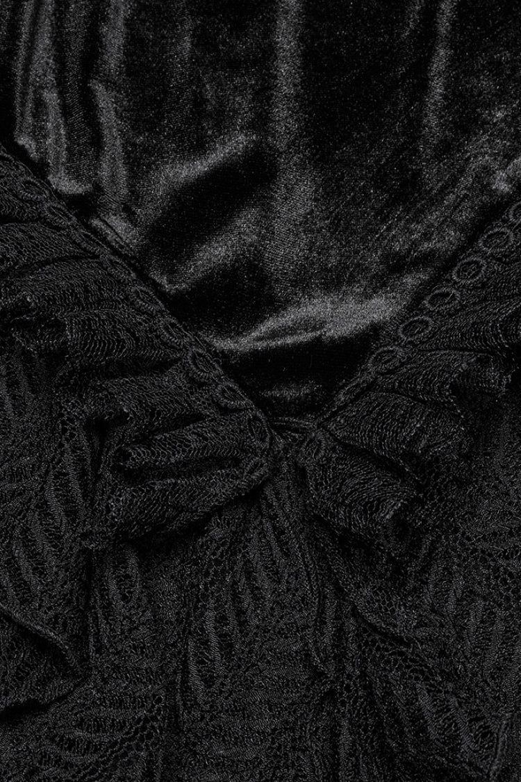 Gothic Lolita Skirt - Ruffle Stitching Lace Fishtail, Black, Fishtail Silhouette - additional product view 5