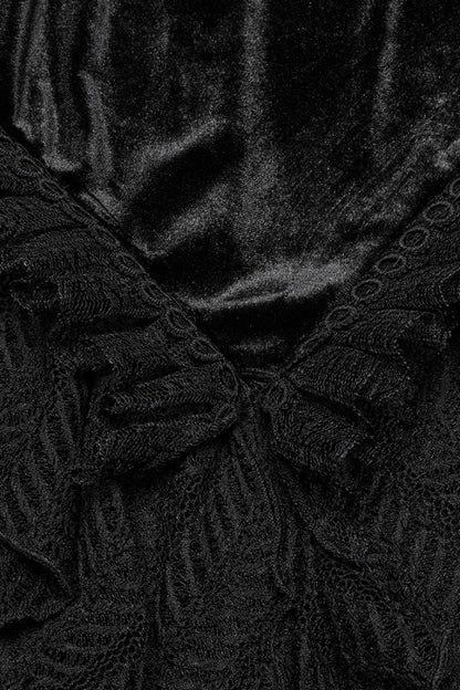 Gothic Lolita Skirt - Ruffle Stitching Lace Fishtail, Black, Fishtail Silhouette - additional product view 5