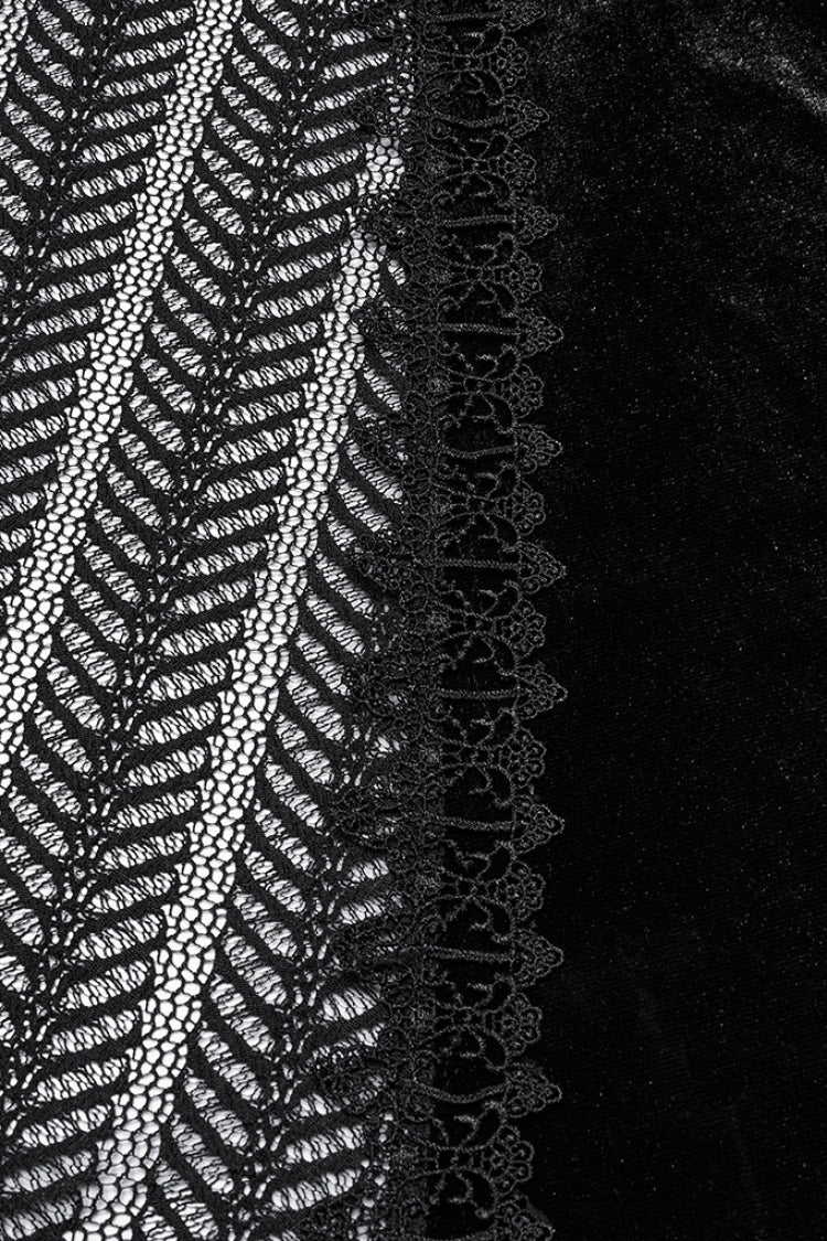 Gothic Lolita Skirt - Ruffle Stitching Lace Fishtail, Black, Fishtail Silhouette - additional product view 6