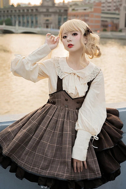 Gothic Lolita Skirt - Sherlock Detective, Brown, Adjustable, Ruffled - additional product view 3