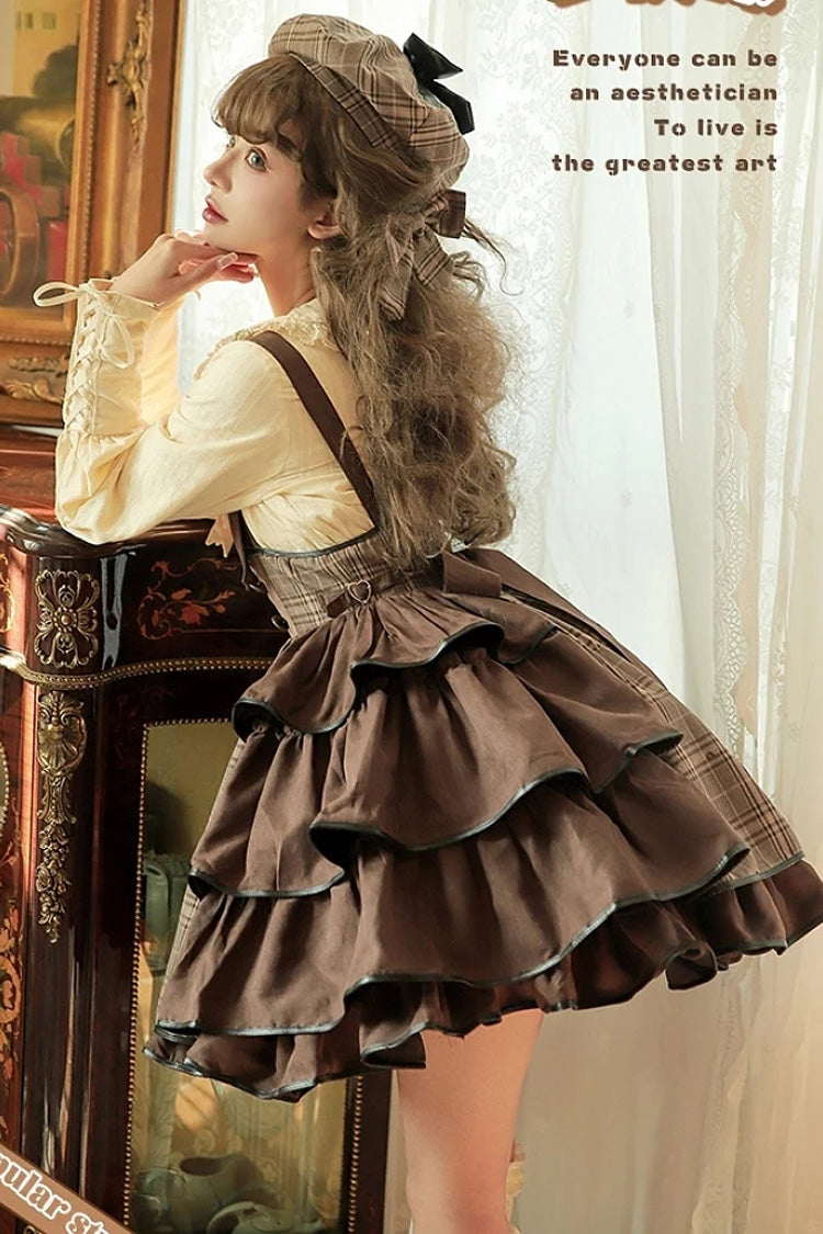 Gothic Lolita Skirt - Sherlock Detective, Brown, Adjustable, Ruffled - additional product view 4