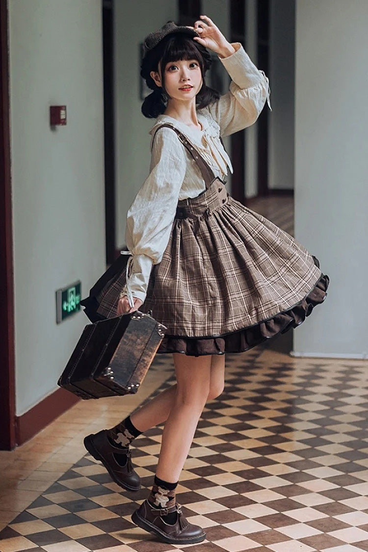 Gothic Lolita Skirt - Sherlock Detective, Brown, Adjustable, Ruffled - additional product view 5