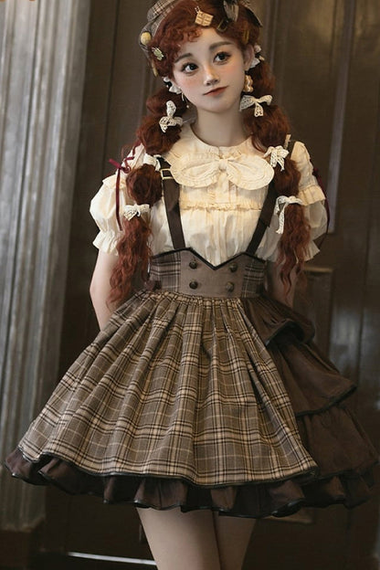 Gothic Lolita Skirt - Sherlock Detective, Brown, Adjustable, Ruffled - additional product view 6