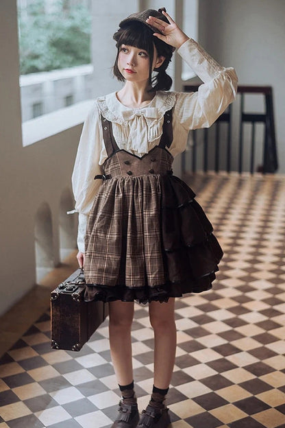 Gothic Lolita Skirt - Sherlock Detective, Brown, Adjustable, Ruffled - additional product view 7
