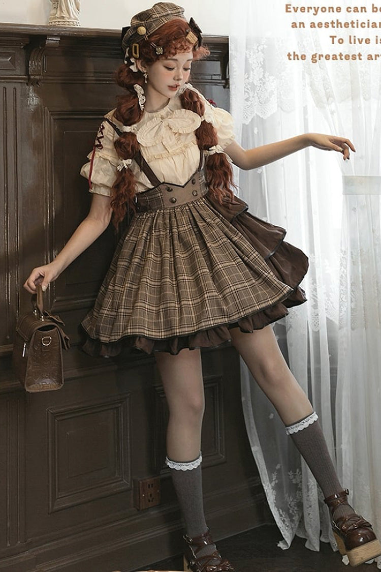 Gothic Lolita Skirt - Sherlock Detective, Brown, Adjustable, Ruffled - additional product view 8