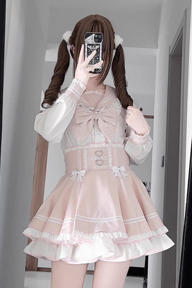 Gothic Lolita Skirt - Snow-kissed Rose, 2 Colors, Bow Detail, Ruffled, Layered - additional product view 2
