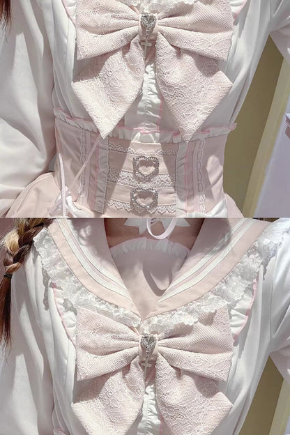 Gothic Lolita Skirt - Snow-kissed Rose, 2 Colors, Bow Detail, Ruffled, Layered - additional product view 3