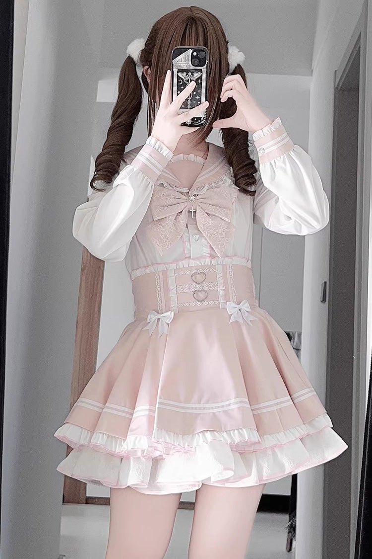 Gothic Lolita Skirt - Snow-kissed Rose, 2 Colors, Bow Detail, Ruffled, Layered - main product image