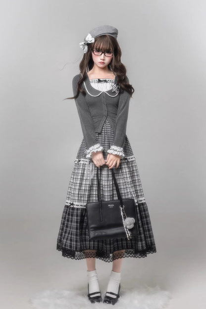 Gothic Lolita Skirt - Star Candy, Gray, Square Collar, Long Sleeves, Sweet Style - additional product view 3