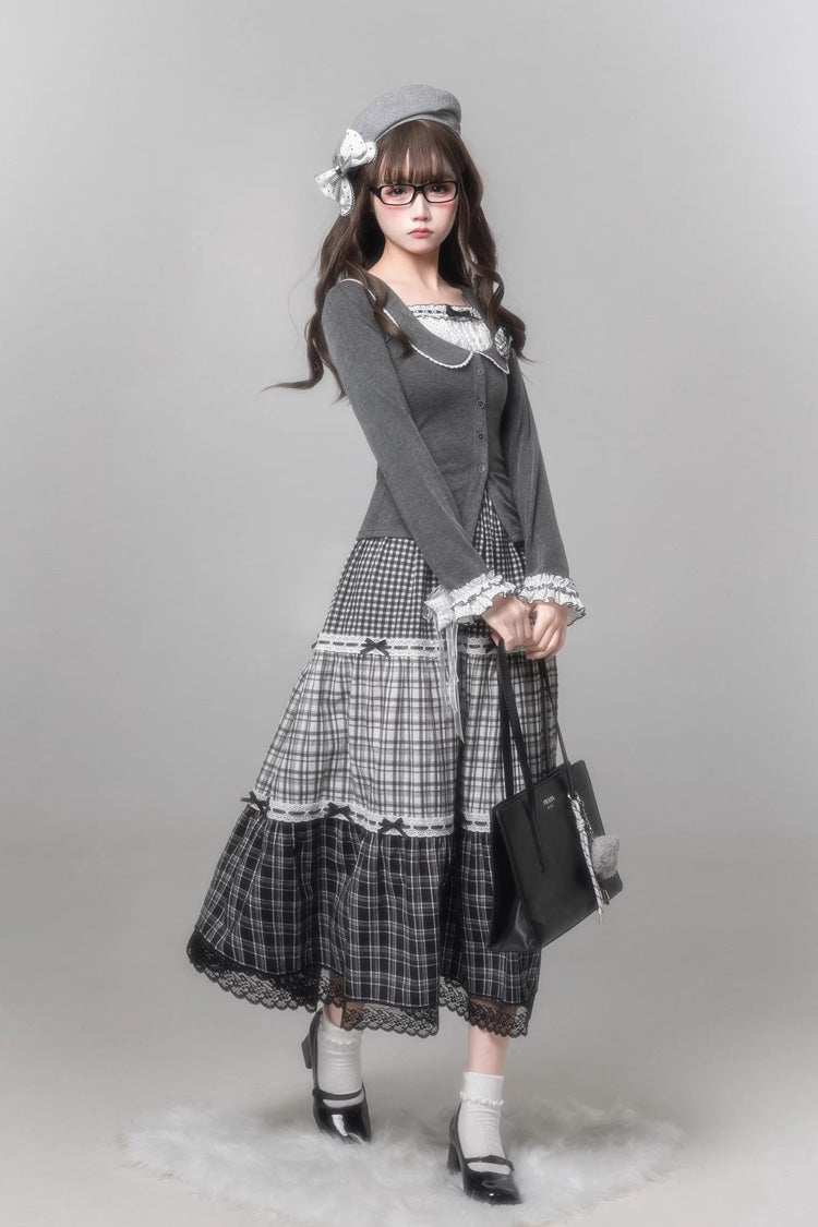 Gothic Lolita Skirt - Star Candy, Gray, Square Collar, Long Sleeves, Sweet Style - additional product view 6