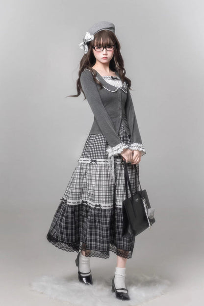 Gothic Lolita Skirt - Star Candy, Gray, Square Collar, Long Sleeves, Sweet Style - additional product view 6