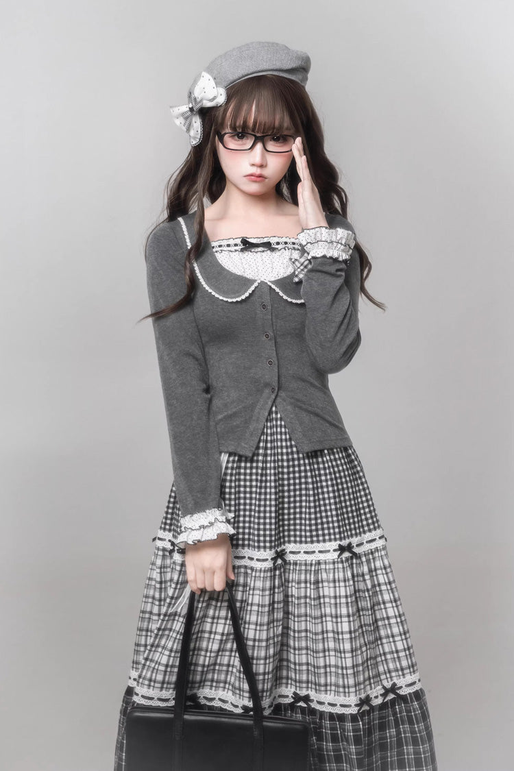 Gothic Lolita Skirt - Star Candy, Gray, Square Collar, Long Sleeves, Sweet Style - additional product view 7