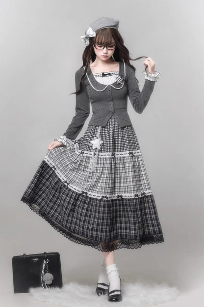 Gothic Lolita Skirt - Star Candy, Gray, Square Collar, Long Sleeves, Sweet Style - additional product view 8