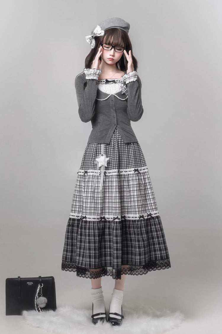 Gothic Lolita Skirt - Star Candy, Gray, Square Collar, Long Sleeves, Sweet Style - additional product view 9