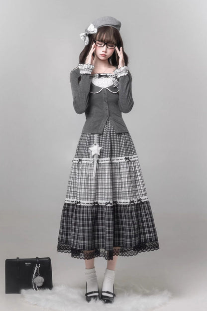Gothic Lolita Skirt - Star Candy, Gray, Square Collar, Long Sleeves, Sweet Style - additional product view 9